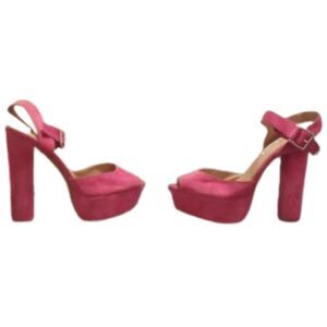 Steve Madden Women's Size 7.5M Jillyy Pink Suede Platform Heels
